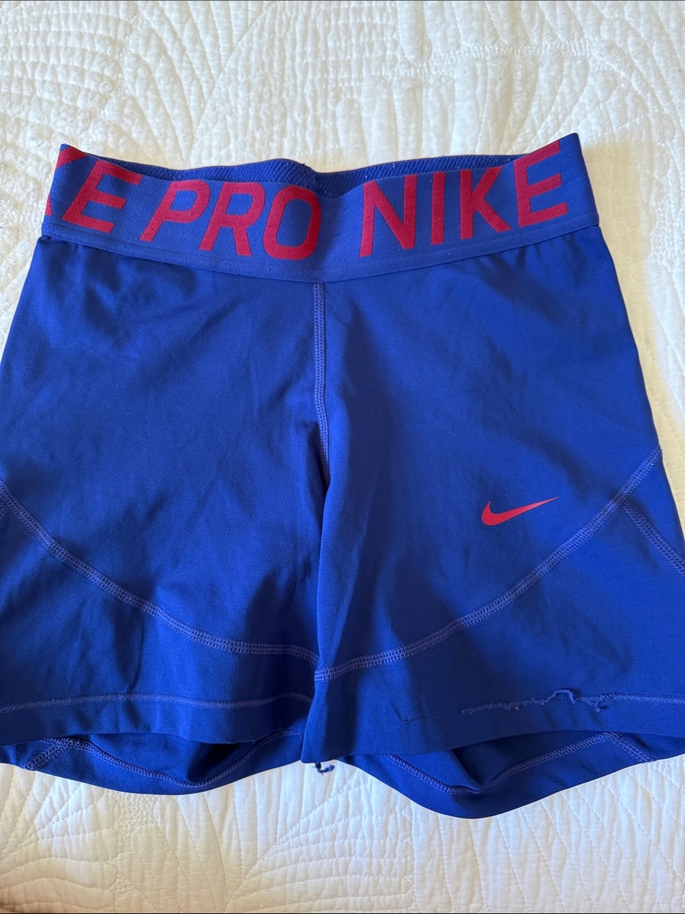 Nike Women’s Blue Training Shorts with Red Accents